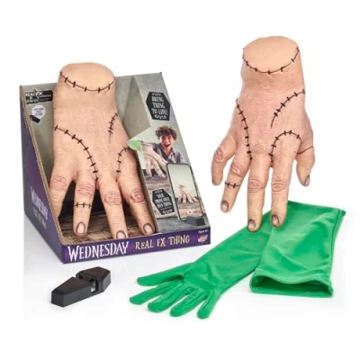 Imagen de Giochi Preziosi Mano Real FX Miércoles, Kit Efectos Especiales con Guante Green Screen y App para Juegos Niña, Ideal Halloween, Soporte Teléfono Incluido