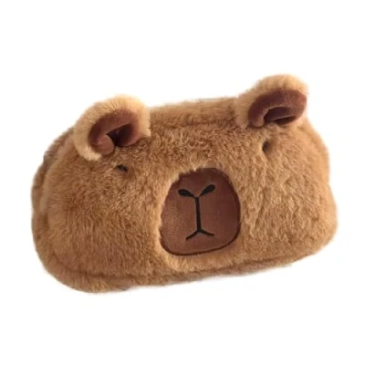 Imagen de PHASZ estuche esponjoso para lápices, bolsa de lápices Capybara peluche, bonito 3D maquillaje, almacenamiento artículos papelería,