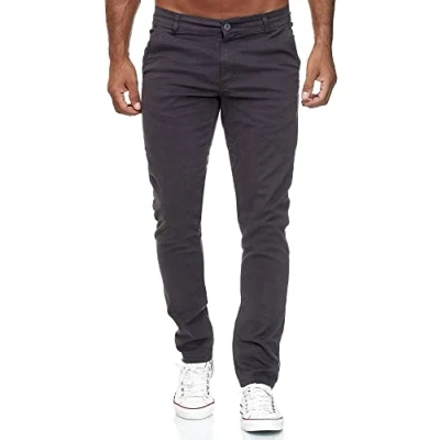 Imagen de Tazzio pantalones chinos para hombre, corte entallado, chinos, de tela, elásticos, 19530, antracita, 36W x 36L