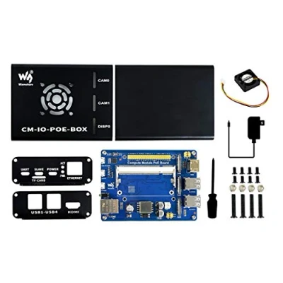 Imagen de Mini Computer Add ons Based on Raspberry Pi Compute Module CM3 / CM3L CM3+ CM3+L with Expansion Board, Metal Case, Power Supply And Cooling Fan to Make