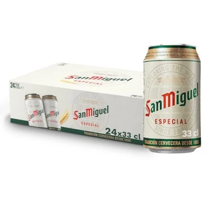 Imagen de San Miguel Especial Lager, Pack 24 Latas x 33cl, Cerveza Premium Española, Calidad Tradicional y Sabor Refrescante, 5.4% Volumen de Alcohol