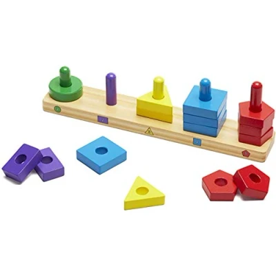 Imagen de Melissa &amp; Doug Stack and Sort Board , Wooden Stacking Toys Developmental Toy Motor Skills Montessori 3+, Gift for Boy or Girl
