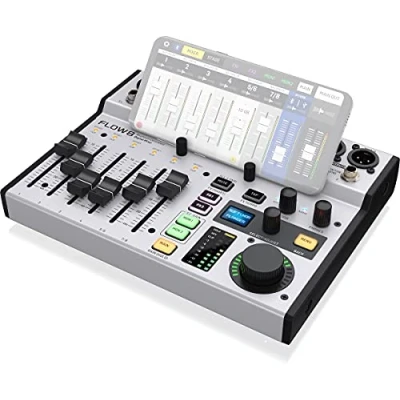 Imagen de Behringer FLOW 8 Mezclador digital de entradas con audio Bluetooth y control aplicaciones, faders canal 60 mm, 2 procesadores efectos e interfaz audio/USB