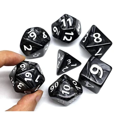 Imagen de dados HD Juego de DND 25mm RPG para mazmorras y dragones D&amp;D Pathfinder MTG rol gigantes negros poliédricos con bolsa
