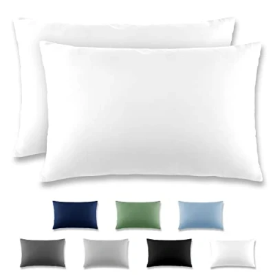 Imagen de REDKEY Funda Almohada Juego de 2 Fundas Almohadas 50x80 cm, con Solapa (sin Cremallera), Transpirable Suave Antiarrugas Microfibra Blanco