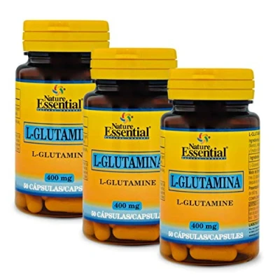 Imagen de Nature Essential L Glutamina 400 mg Pack 3 Unidades 50 Cápsulas Ayuda al Estado Celular y la Reparación del Tejido Favorece el Sistema Inmunológico