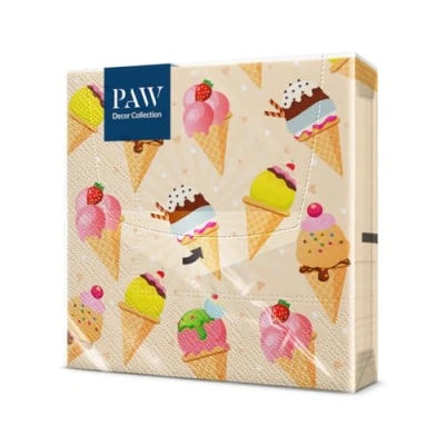 Imagen de PAW Servilletas Papel 3 Capas (33 x 33 cm) I 20 Unidades Perfecto para Fiestas, Cumpleaños y Celebraciones de con Diseño Helado