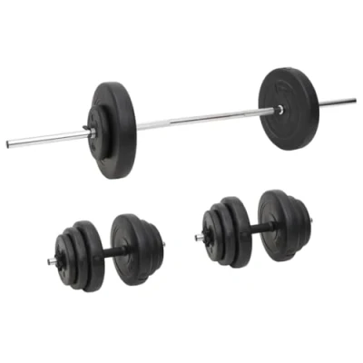 Imagen de vidaXL Juego de Barras y Mancuernas con Discos Pesas Entrenamiento Levantamiento Fitness Culturismo Corporal Musculación Ejercicio Deporte 60 kg