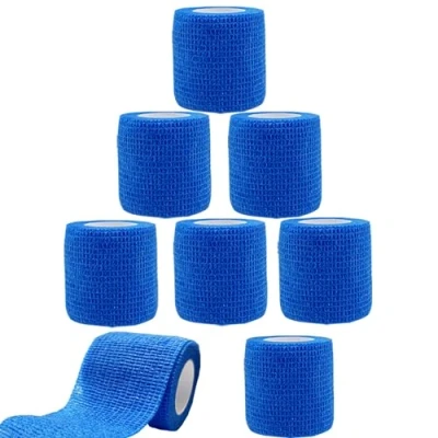 Imagen de NELLHOMY 8 Rollos Vendas Autoadhesivas Elástica, 5cm x4,5m Banda Venda Cohesiva para Primeros Auxilios,Vendaje Autoadhesivo Dedos, Muñecas, Tobillo, Perros, Mascotas, Azul