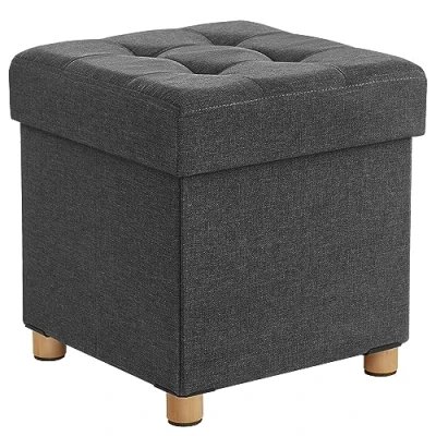 Imagen de SONGMICS Puff Almacenaje, Baúl de Almacenaje Plegable, 38 x cm, Taburete Reposapiés, Banco con Almacenamiento, Soporta hasta 300 kg, para Sala Estar, Dormitotio, Gris Paloma LSF14GYX