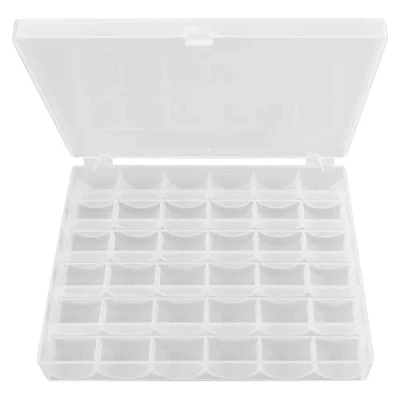 Imagen de TRIXES caja organizadora de 36 compartimentos plástico para bobinas, accesorios manualidades, agujas, pegatinas, alfileres, hilo bordar, tela e coser