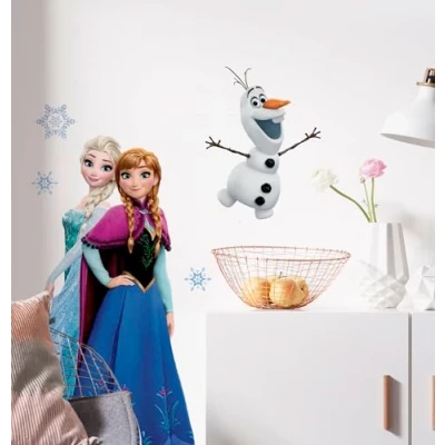 Imagen de Adhesivo decorativo para pared, diseño de Frozen Anna y Elsa, tamaño 50 x 70 cm