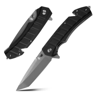 Imagen de Swiss+Tech Navaja Plegable de Bolsillo, Cuchillo Acero Inoxidable, Cuter Bolsillo con Rompecristales y Cortacinturones, para Acampada Marcha