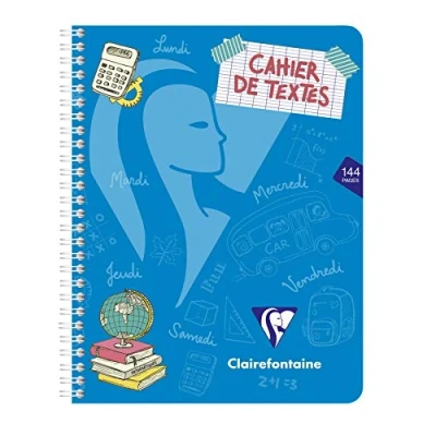 Imagen de Clairefontaine 308756C Un cahier de texte à spirale Mimesys 144 pages 17x22 cm 90g grands carreaux, couverture polypro (plastique), couleur aléatoire