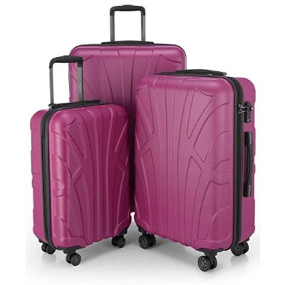 Imagen de SUITLINE Juego de 3 Maletas, Maleta Viaje Trolley, Maletas Carcasa Dura, TSA, (55 cm, 66 76 cm), 100% ABS, Mate, Pink