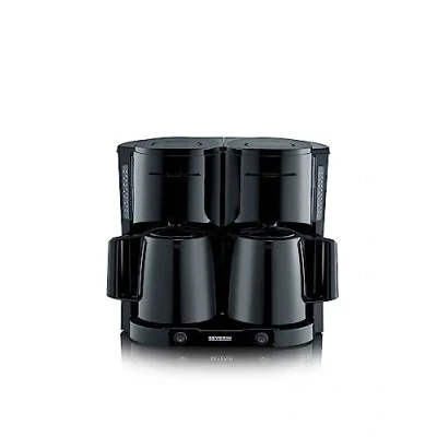Imagen de SEVERIN Cafetera de goteo Duo hasta 16 tazas, filtro compacta / americana Con 2 jarras termo, Desconexión Automática, Negro, KA 9315