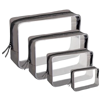 Imagen de 4 PCS Neceser Transparente Viaje Avion, Bolsa Aseo PVC Impermeable de Cosmeticos, Maquillaje Plástico Liquidos Avion para Hombres y Mujeres