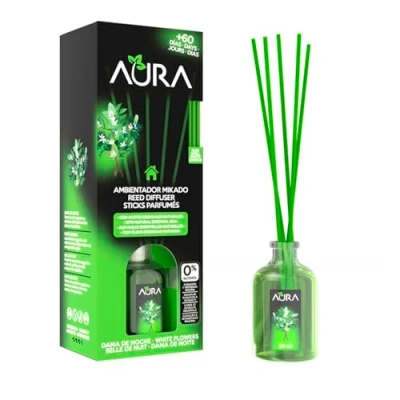 Imagen de AURA Ambientador Mikado con Varillas Larga Duración 8 Semanas 0% Alcohol 50ml (Dama de noche, 50ml)