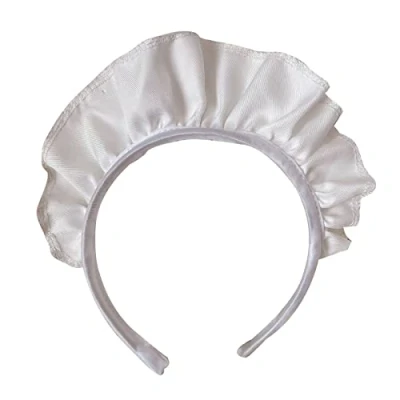 Imagen de PHILSP Cabecero de criada para mujer, con volantes anchos, tocado, encantador, blanco, criada, anime, cosplay, estilo gótico, novedad, aro el pelo, blanco