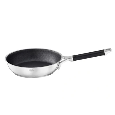 Imagen de RÖSLE SILENCE PRO Sartén de Acero Inoxidable con mango silicona, 28 cm, 18/10, Apta para Inducción, Lavavajillas