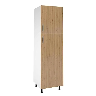Imagen de HOGAR24 ES Mueble Columna de Cocina 2 Puertas Color Roble Albar, Medidas: 215 x 60 58 cm