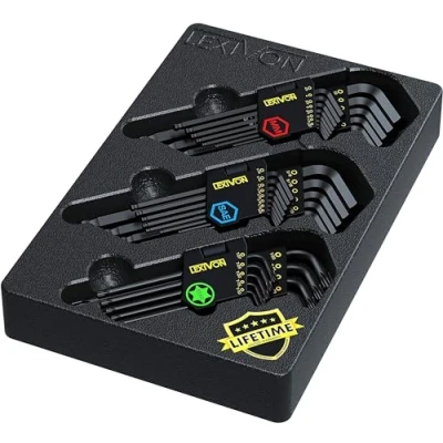 Imagen de LEXIVON Juego de llaves allen/hexagonales 3 Pack Métrico/SAE y Estrella Brazo Largo 35 piezas Grado Industrial S2 Acero Aleación (LX 131)