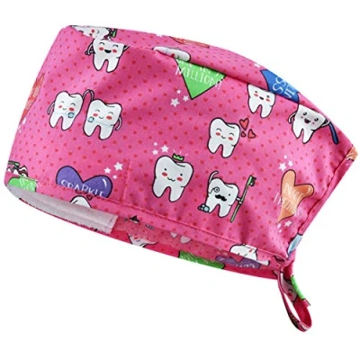 Imagen de B well Adelina Gorro Quirofano Enfermera Gorros Mujer en Apuros Accesorio para Personal Médico (Dientes)