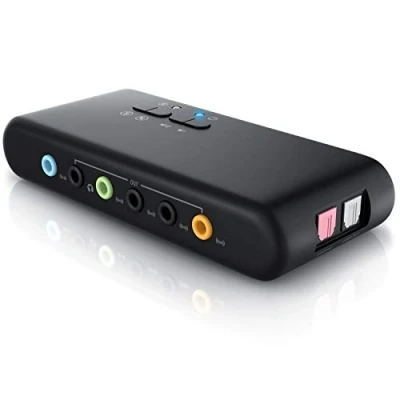 Imagen de CSL Tarjeta de Sonido USB 7.1 Externa 8 Canales Canal Soundbox Dynamic 3D Surround Sound para hasta Altavoces grabación reproducción simultánea Audio analógicos y Digitales