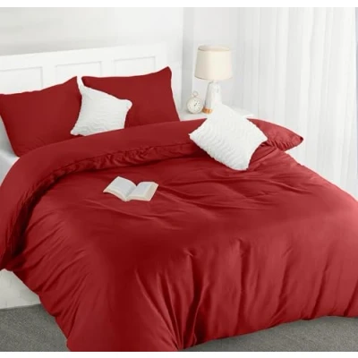 Imagen de Utopia Bedding Funda Nordica Cama 105 Microfibra Juego de Edredon 200x200 cm y 2 Fundas Almohada 50x75 (Rojo)