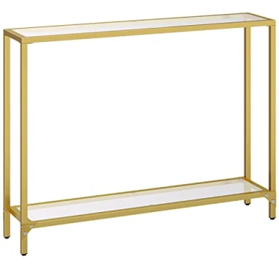 Imagen de HOOBRO Mesa de Consola, Entrada, 100 cm Sofá con Cristal Templado, Aparador Cristal, Exposición, salón, Pasillo, Dorado Métalico y Transparente EGD04XG01