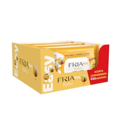 Imagen de Fria Easy Toallitas para el Cambio de Pañal del Bebé, con Aloe Vera y Extracto Miel Efecto Hidratante la Piel, Dermatológicamente Testadas, Paquete 330