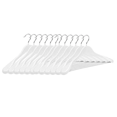 Imagen de COM FORT HOUSE Perchas de Madera Chaqueta Color Blanco Diseño Elegante Percha Natural para Abrigos Pack 12 Unidades Gancho Acero Inoxidable Giratorio
