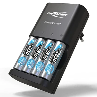 Imagen de Ansmann Powerline 4 Smart Cargador de batería para baterías 1 AA y AAA (Incluye NiMH 2850, NiCd con Control bahía Individual)