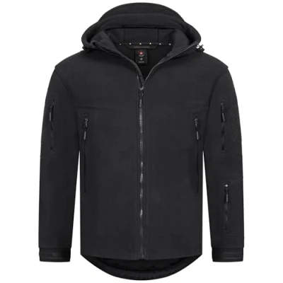 Imagen de Höhenhorn Biferten Chaqueta de forro polar militar para hombre con capucha, Negro , XL
