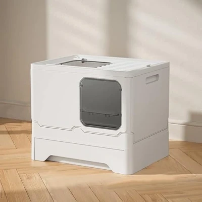 Imagen de Arenero Gatos Cubierto, Cagadero Cerrado, Bandeja de Arena con Pala, Gatos, Caja Cerrada, Cat Litter Box, para (45 * 35 38cm Blanco)