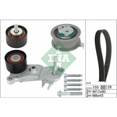 Imagen de INA 530 0762 10 Kit de correa distribución 155 VOLVO: XC60 I, S80 II, XC90 II