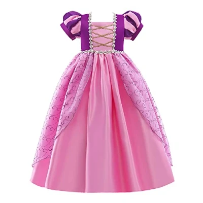 Imagen de Lito Angels Disfraz Vestido de Princesa Rapunzel para Niña Pequeñas, Talla 4 a 5 años, Morada, Manga Corta
