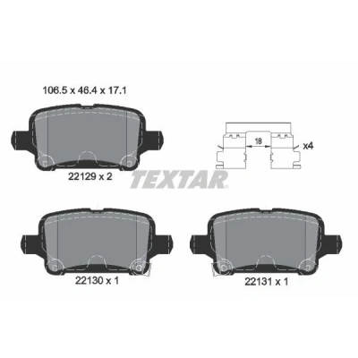 Imagen de TEXTAR 2212901 Juego de pastillas freno con avisador acústico desgaste accesorios OPEL: Astra K Hatchback, Sports Tourer