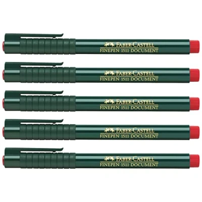 Imagen de Faber Castell 205006 Finepen 1511 Rotulador de fibra (0,4 mm, 5 unidades), color rojo