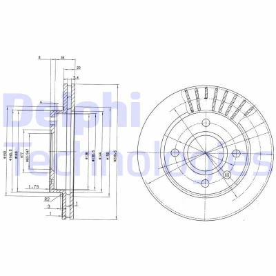 Imagen de DELPHI BG2440 Disco de freno 240 20 4 ventilado aceitado sin procesar cojinete rueda, anillo sensor ABS FORD: Escort 6, FIESTA 4, KA Hatchback