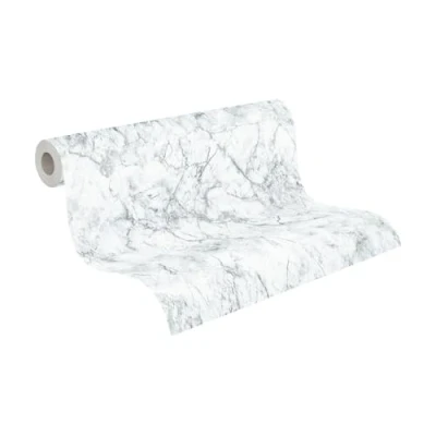Imagen de A.S. Création Papel pintado Marmol Elements tejido no 10.05 m x 0.53 Blanco Gris Fabricado en Alemania 361572 36157 2