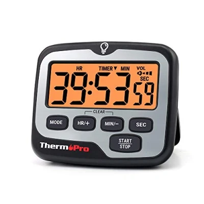 Imagen de ThermoPro TM01 Temporizador de Cocina cocción Digital con Gran Pantalla LCD Volumen Alarma multifunción Ajustable Cuenta Regresiva retroiluminada