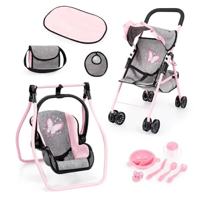 Imagen de Bayer Design 21533AC Silla de Paseo para muñecas, Plegable, Ruedas Dobles, cinturón Seguridad, Bolsa, Cambiador, Cuna, Accesorios muñecas