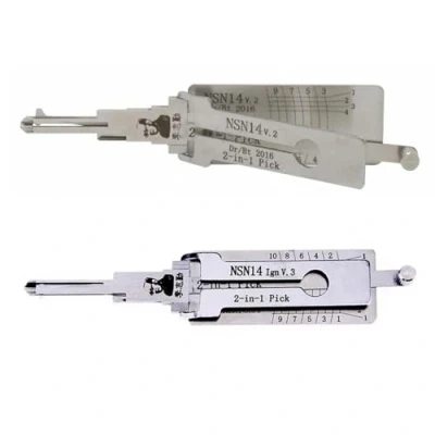 Imagen de RLOKK 2 piezas NSN14 LiShi en 1 y NSN14IGN Lock Pick and Decoder, lector de llaves coche, ganzúa bloqueo automático, herramientas profesionales cerrajería