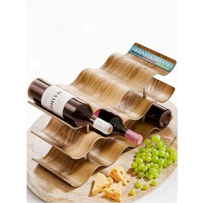 Imagen de Dreiklang be smart® Moderno diseño botellero 12 botellas de vino natural en madera nogal para amantes del vino, 41,5 x 22,5 15,5 cm independiente, elegante, decorativo pequeño y estrecho..