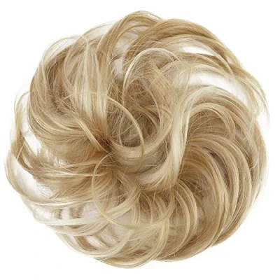 Imagen de CAISHA Pedazo De Cabello Peinado Bola Anillo Goma Con Pelo Sintético Mezcla Rubios G30B