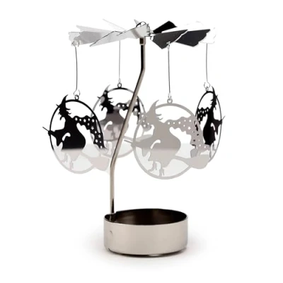 Imagen de Puckator Portavelas Giratorio con Forma de carrusel Bruja, Accesorios para Sala Estar, temática decoración del hogar, Adornos, portavelas, Centro Mesa