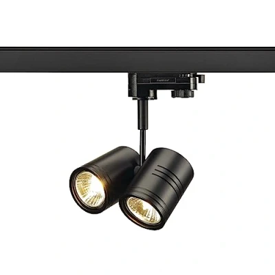Imagen de SLV Negro trifásico BIMA 2, Foco led, proyector, luminaria de Techo, Sistema Carril, iluminación Interior / GU10 50 W