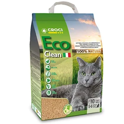 Imagen de Croci Eco Clean Litter 10 L Arena Aglomerante Para Gatos, Biodegradable, Descarga En El Inodoro, 100% Vegetal, Antiolor De Larga Duración