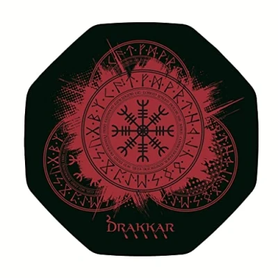 Imagen de Konix Drakkar Kattegat Alfombrilla de 98 x cm para Silla Escritorio Juego Motivo Vikingo Negro y Rojo